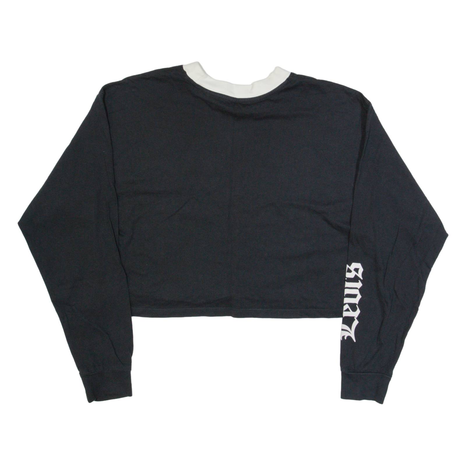 LEVI'S Oversized Cropped Womens T-Shirt Black Long Sleeve XS