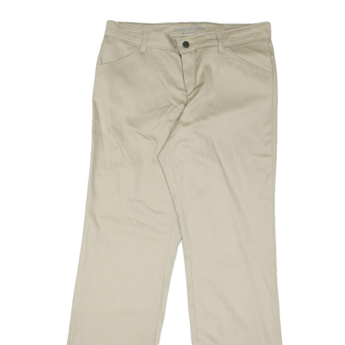 DICKIES Womens Regular Beige Cotton Blend Zip Trousers W34 L32 Classic Straight