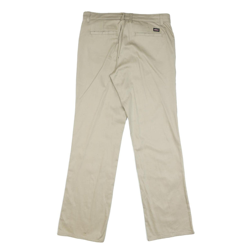 DICKIES Womens Regular Beige Cotton Blend Zip Trousers W34 L32 Classic Straight