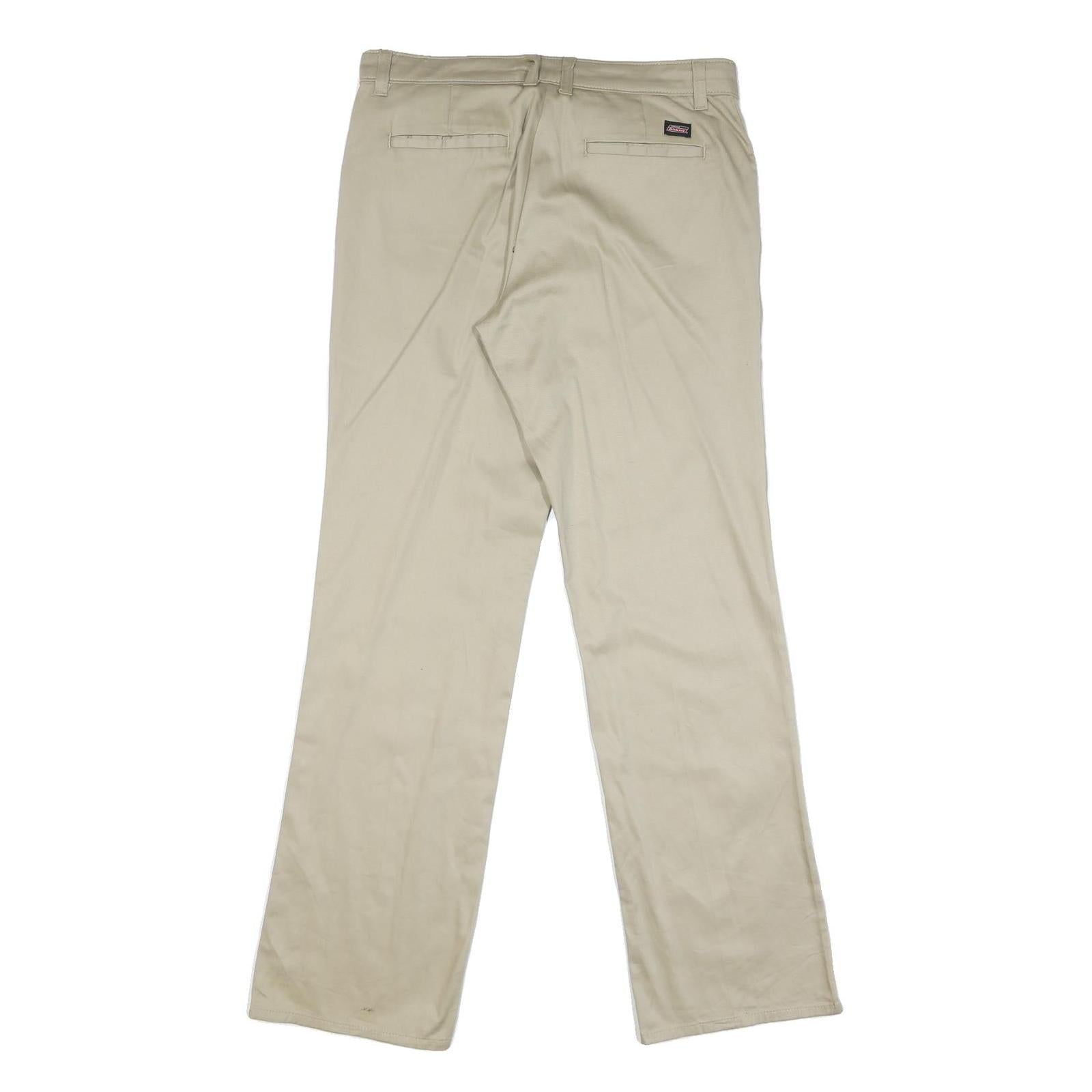 DICKIES Womens Regular Beige Cotton Blend Zip Trousers W34 L32 Classic Straight