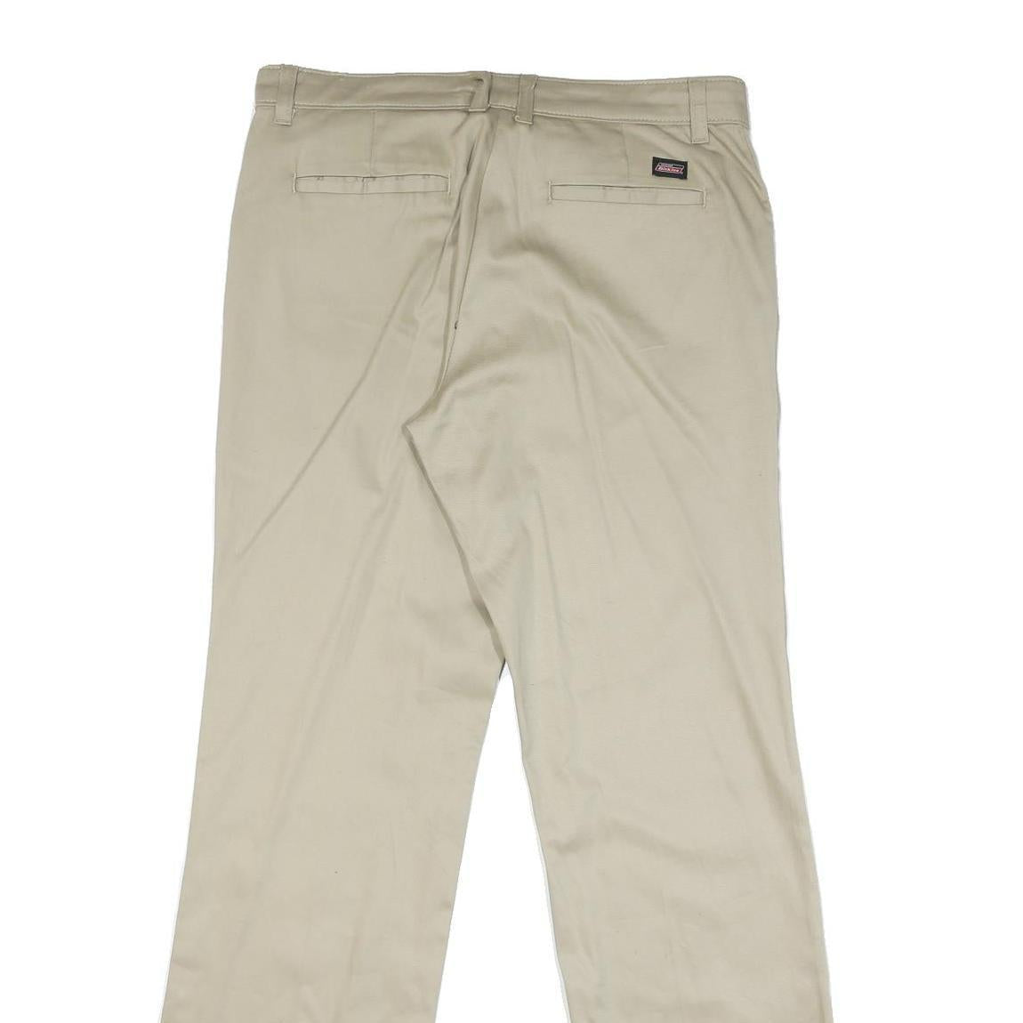 DICKIES Womens Regular Beige Cotton Blend Zip Trousers W34 L32 Classic Straight