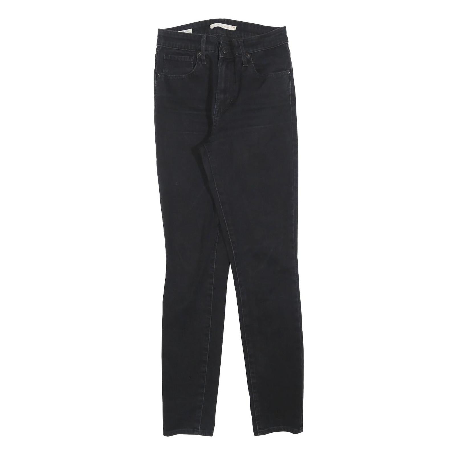 LEVI'S 721 BIG E Womens Jeans Black Slim Skinny Denim W25 L28 Zip Cotton Blend