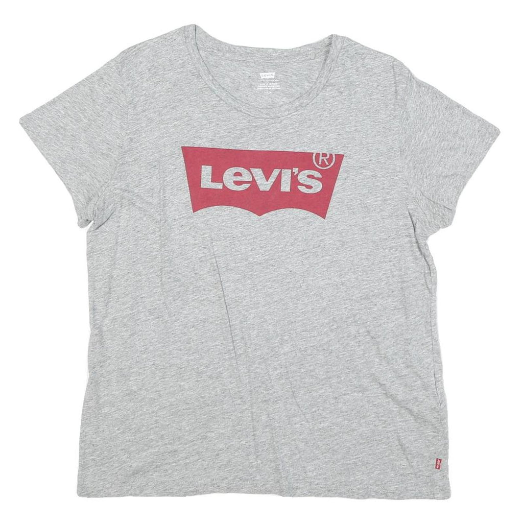 LEVI'S Mens Grey L Cotton Blend Short Sleeve Crew Neck Logo T-Shirt