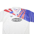 REEBOK Mens White & Blue Graphic T-Shirt 2XL Short Sleeve Collared Sportswear