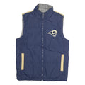 NFL Mens Navy & Beige Los Angeles Rams Quilted Reversible Jacket S Polyester