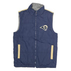 NFL Mens Navy & Beige Los Angeles Rams Quilted Reversible Jacket S Polyester