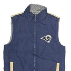 NFL Mens Navy & Beige Los Angeles Rams Quilted Reversible Jacket S Polyester