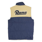 NFL Mens Navy & Beige Los Angeles Rams Quilted Reversible Jacket S Polyester