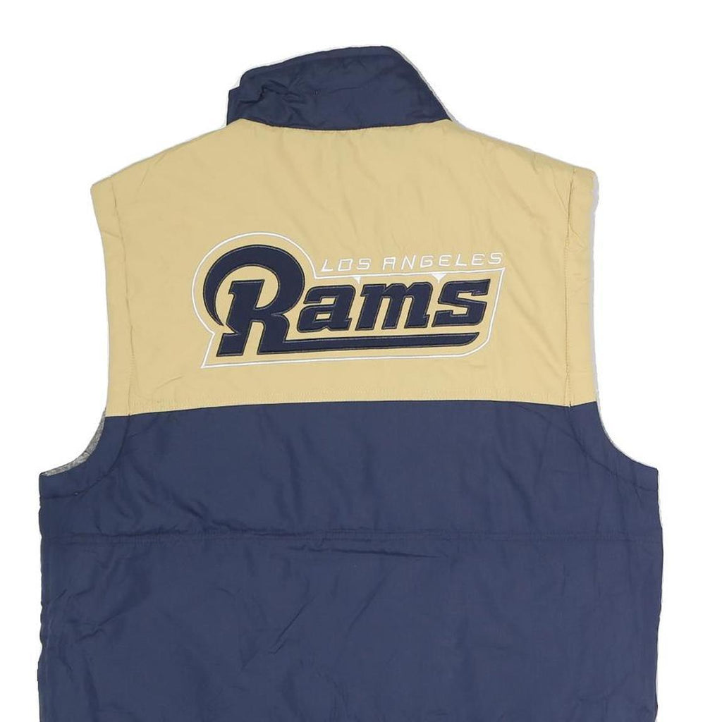 NFL Mens Navy & Beige Los Angeles Rams Quilted Reversible Jacket S Polyester