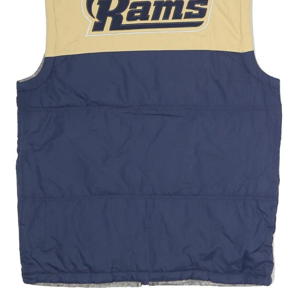 NFL Mens Navy & Beige Los Angeles Rams Quilted Reversible Jacket S Polyester