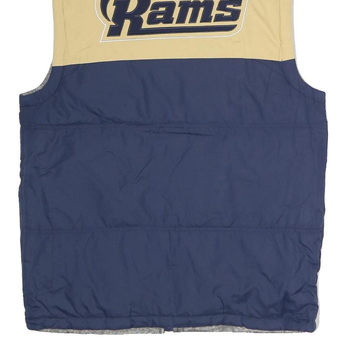NFL Mens Navy & Beige Los Angeles Rams Quilted Reversible Jacket S Polyester