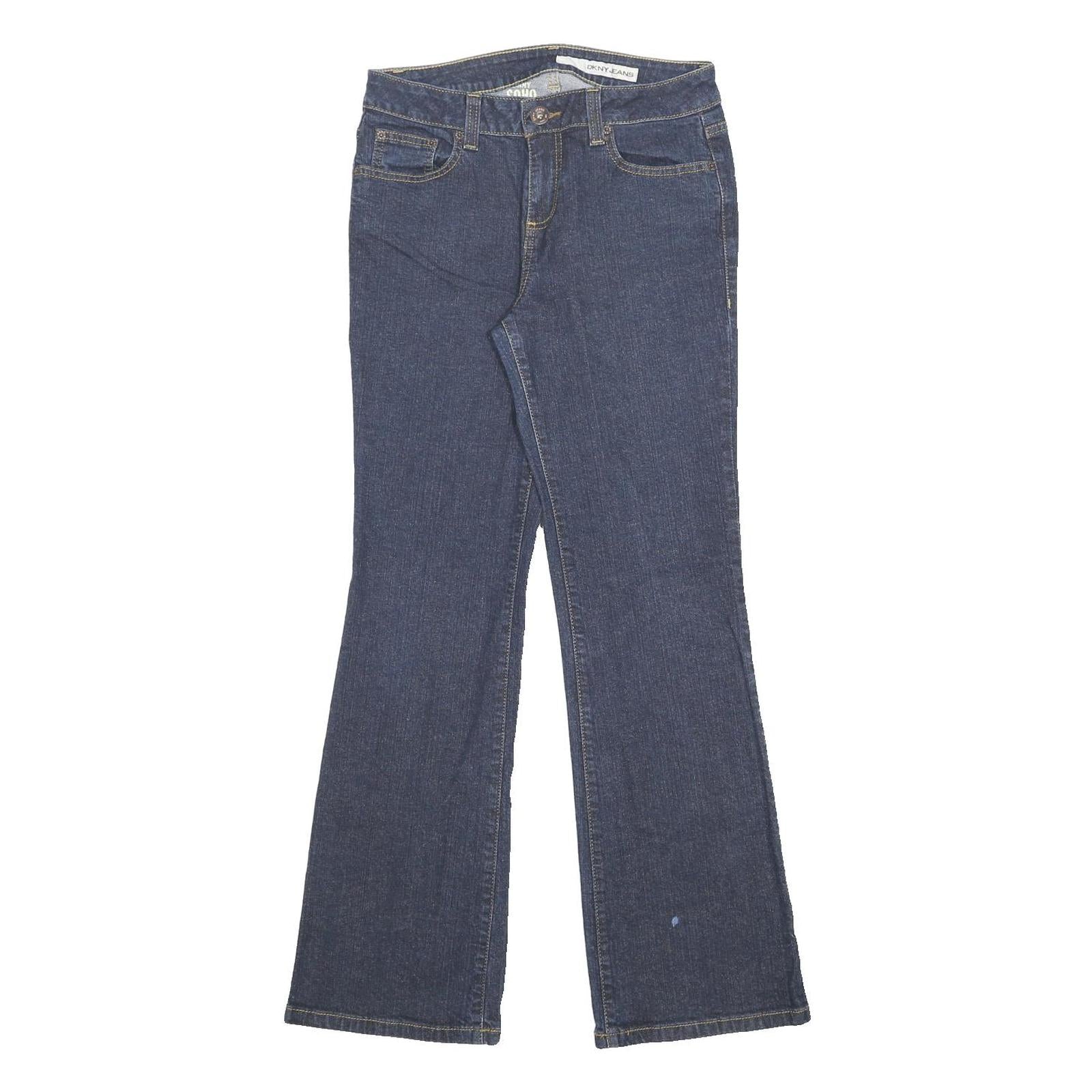 DKNY Womens Regular Fit Blue Denim Jeans W30 L32 Classic Stylish Zip Closure