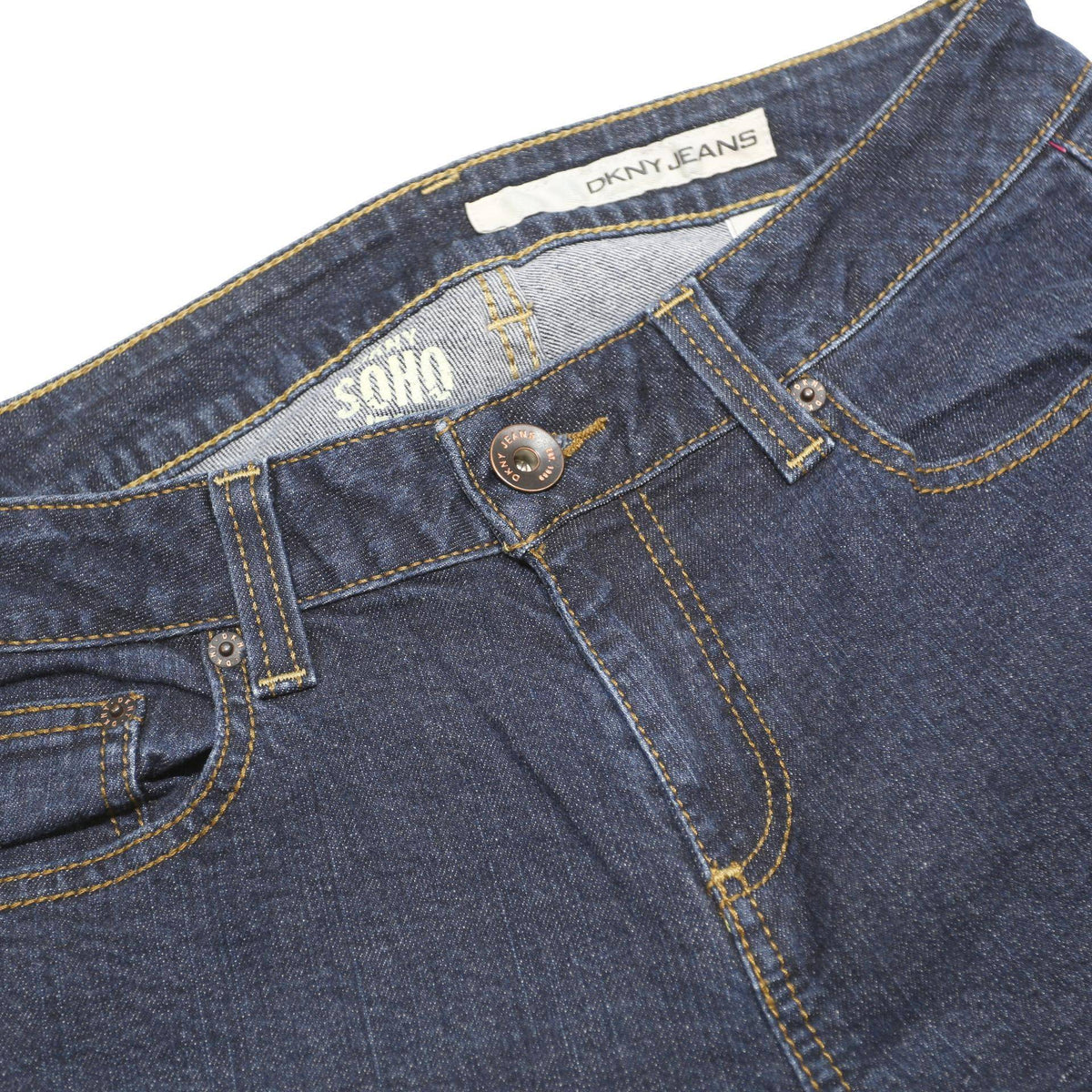 DKNY Womens Regular Fit Blue Denim Jeans W30 L32 Classic Stylish Zip Closure