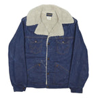 WRANGLER Mens Blue Denim Jacket M Cotton Blend Button Closure Sherpa Collar Long