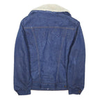 WRANGLER Mens Blue Denim Jacket M Cotton Blend Button Closure Sherpa Collar Long