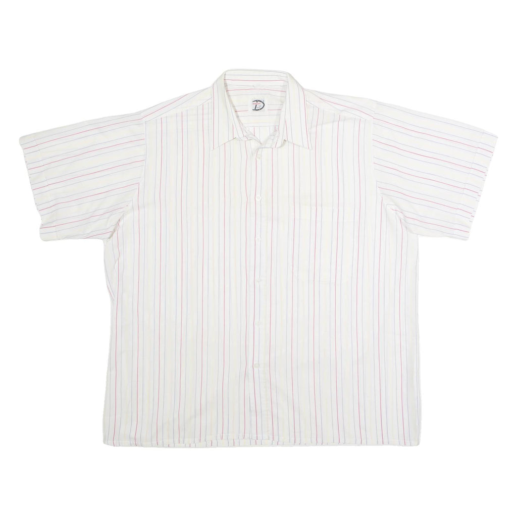 DONNELLY Mens Shirt White 90s Striped 2XL
