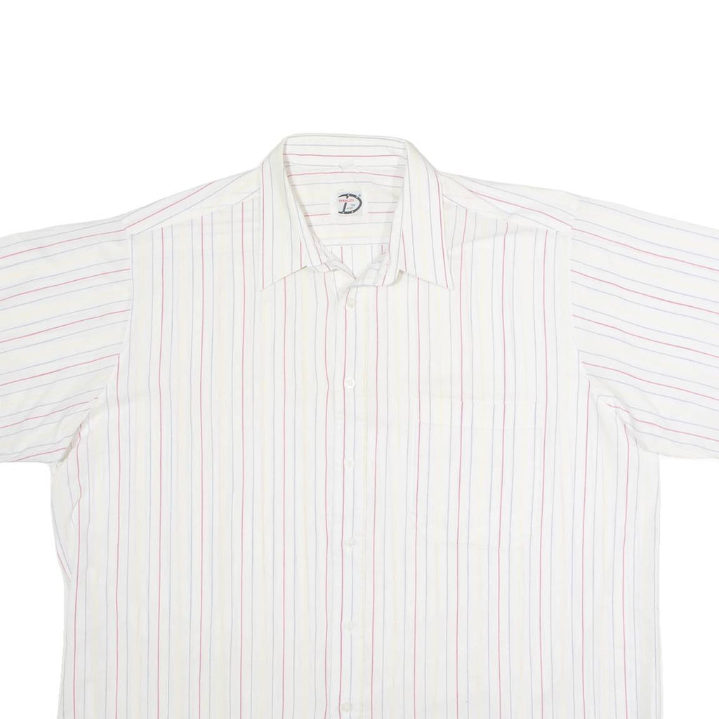 DONNELLY Mens Shirt White 90s Striped 2XL