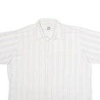 DONNELLY Mens Shirt White 90s Striped 2XL