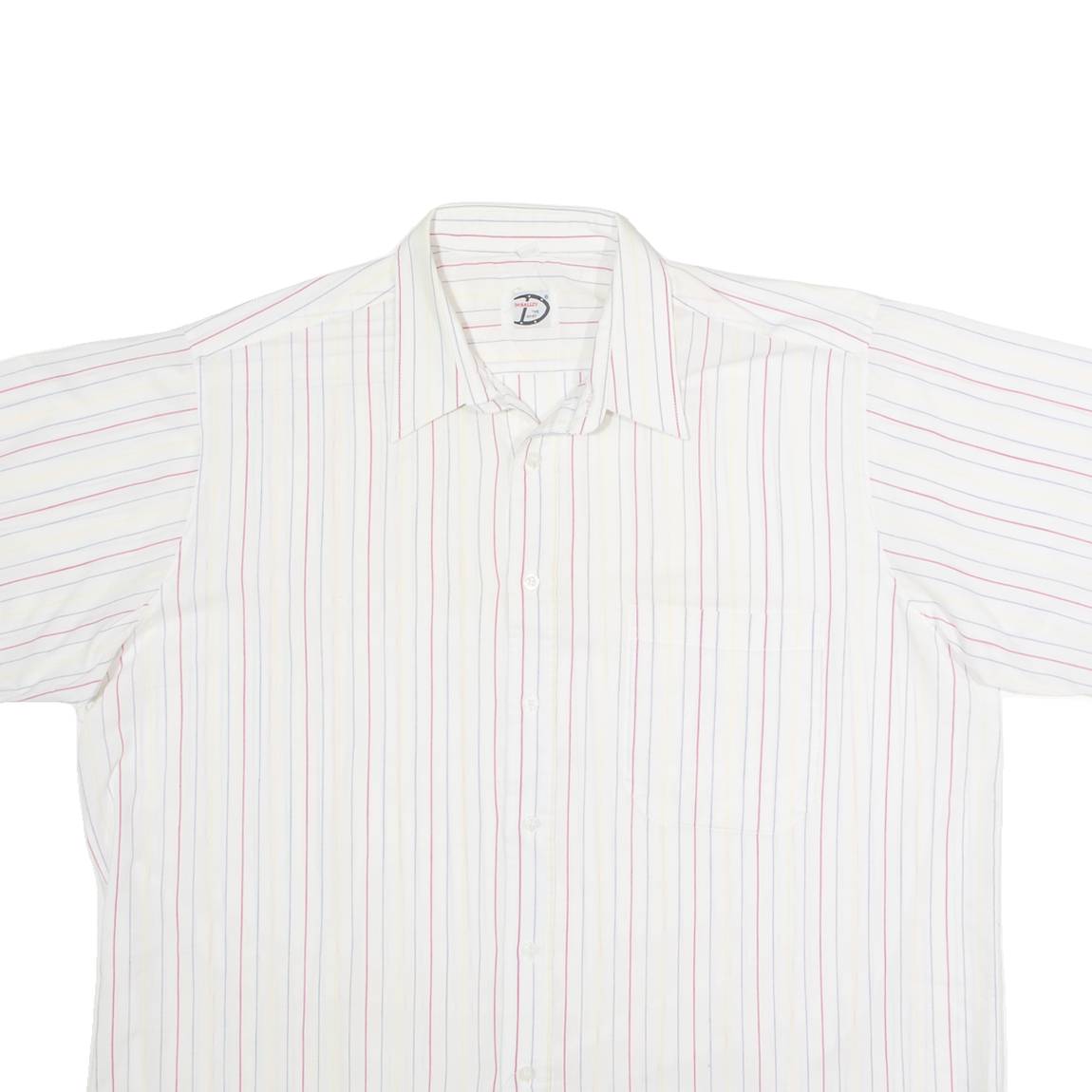 DONNELLY Mens Shirt White 90s Striped 2XL
