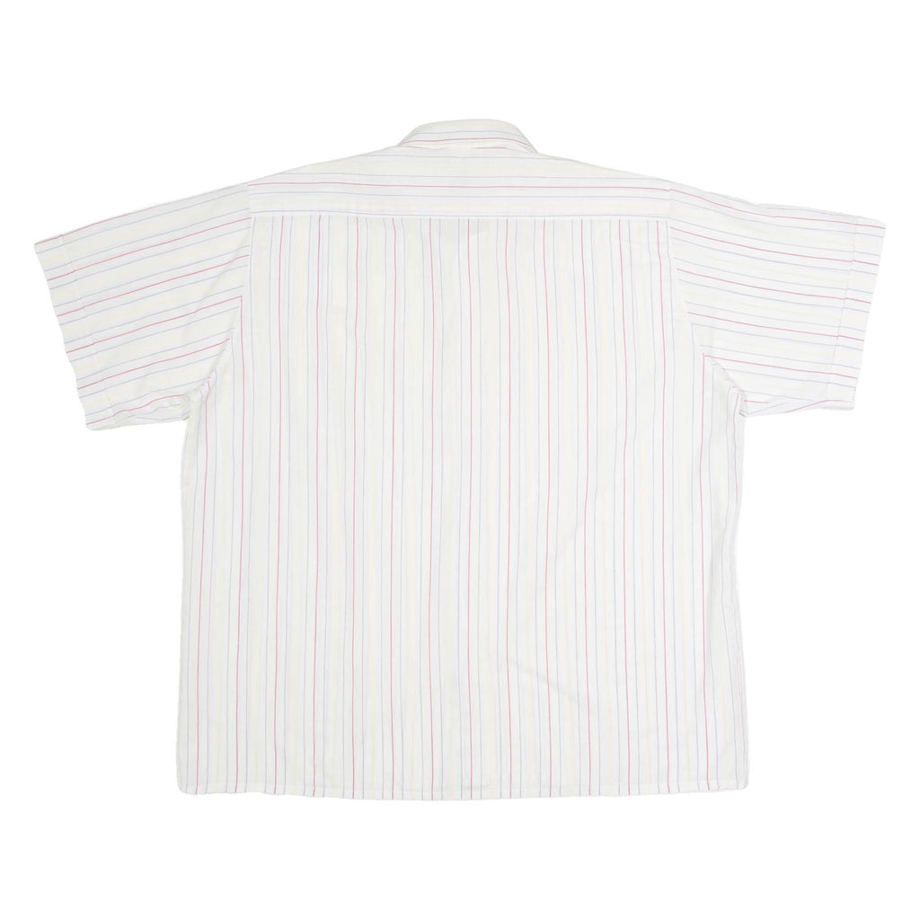 DONNELLY Mens Shirt White 90s Striped 2XL
