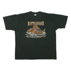 BOW VALLEY Mens Black Rattlesnake Graphic T-Shirt XL Short Sleeve Crew Neck