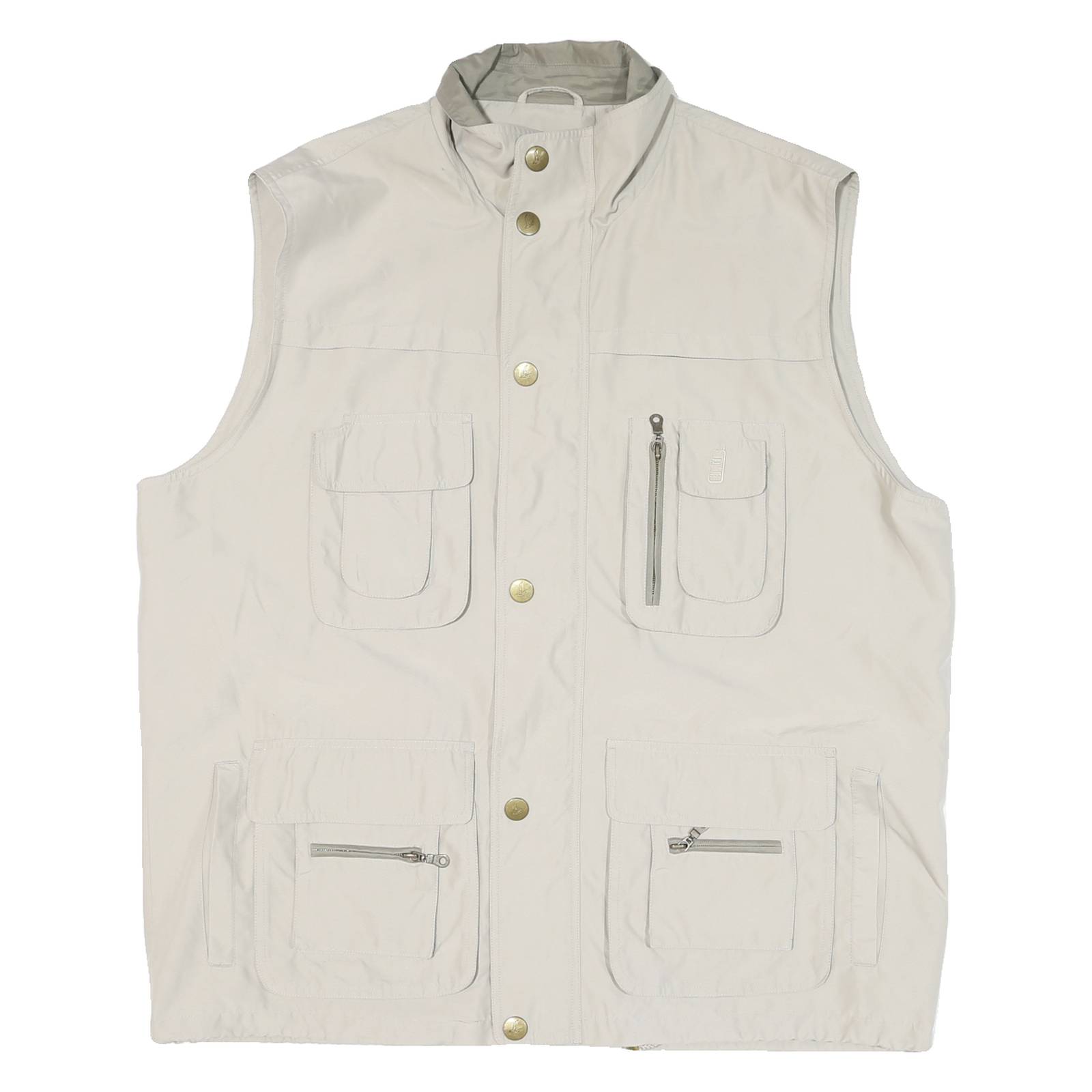 MJ MODE Mens Beige Button Jacket 3XL Polyester Blend Plain Sleeveless Outdoor