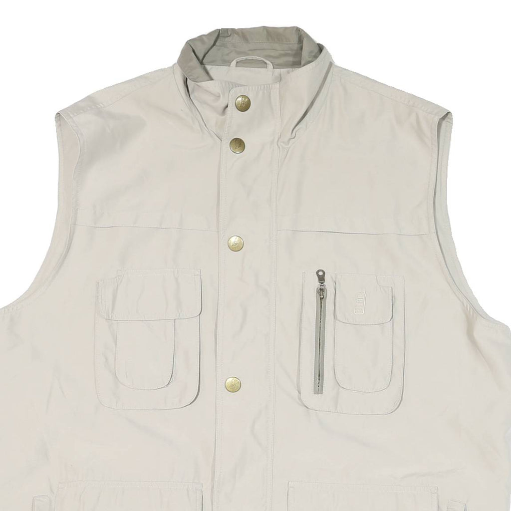 MJ MODE Mens Beige Button Jacket 3XL Polyester Blend Plain Sleeveless Outdoor