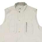 MJ MODE Mens Beige Button Jacket 3XL Polyester Blend Plain Sleeveless Outdoor