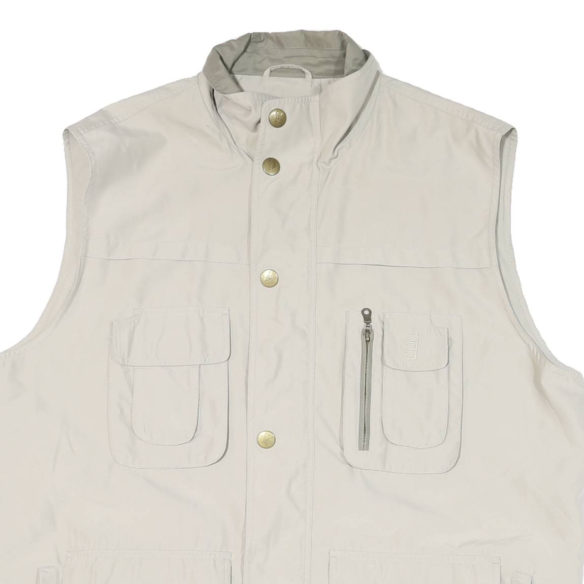 MJ MODE Mens Beige Button Jacket 3XL Polyester Blend Plain Sleeveless Outdoor