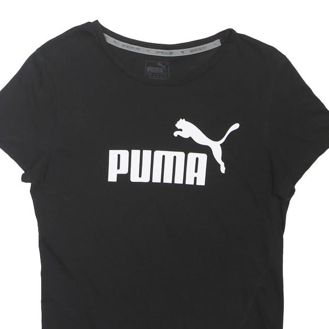 PUMA Womens Black Graphic T-Shirt M Short Sleeve Crew Neck Cotton Blend Casual