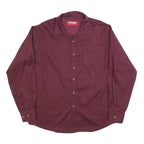 WRANGLER Mens Maroon Plain Shirt L Button Down Casual Long Sleeve