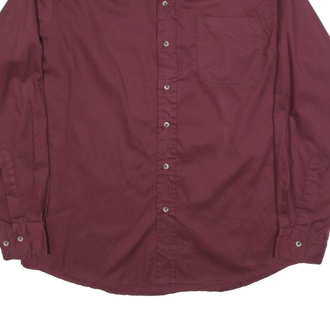 WRANGLER Mens Maroon Plain Shirt L Button Down Casual Long Sleeve