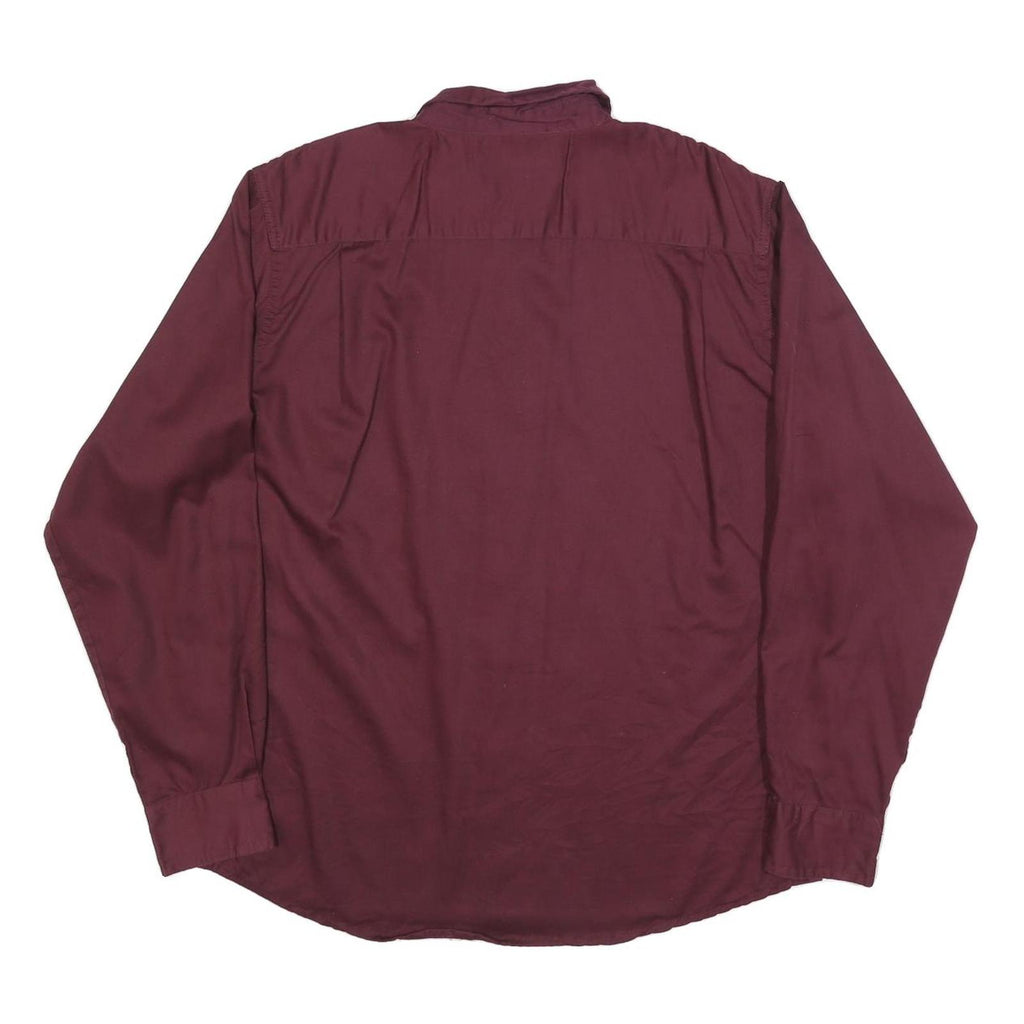 WRANGLER Mens Maroon Plain Shirt L Button Down Casual Long Sleeve
