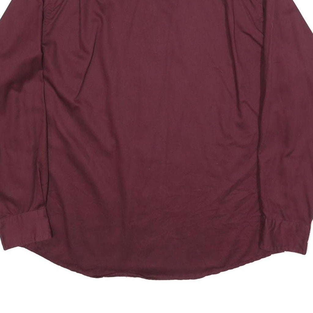 WRANGLER Mens Maroon Plain Shirt L Button Down Casual Long Sleeve