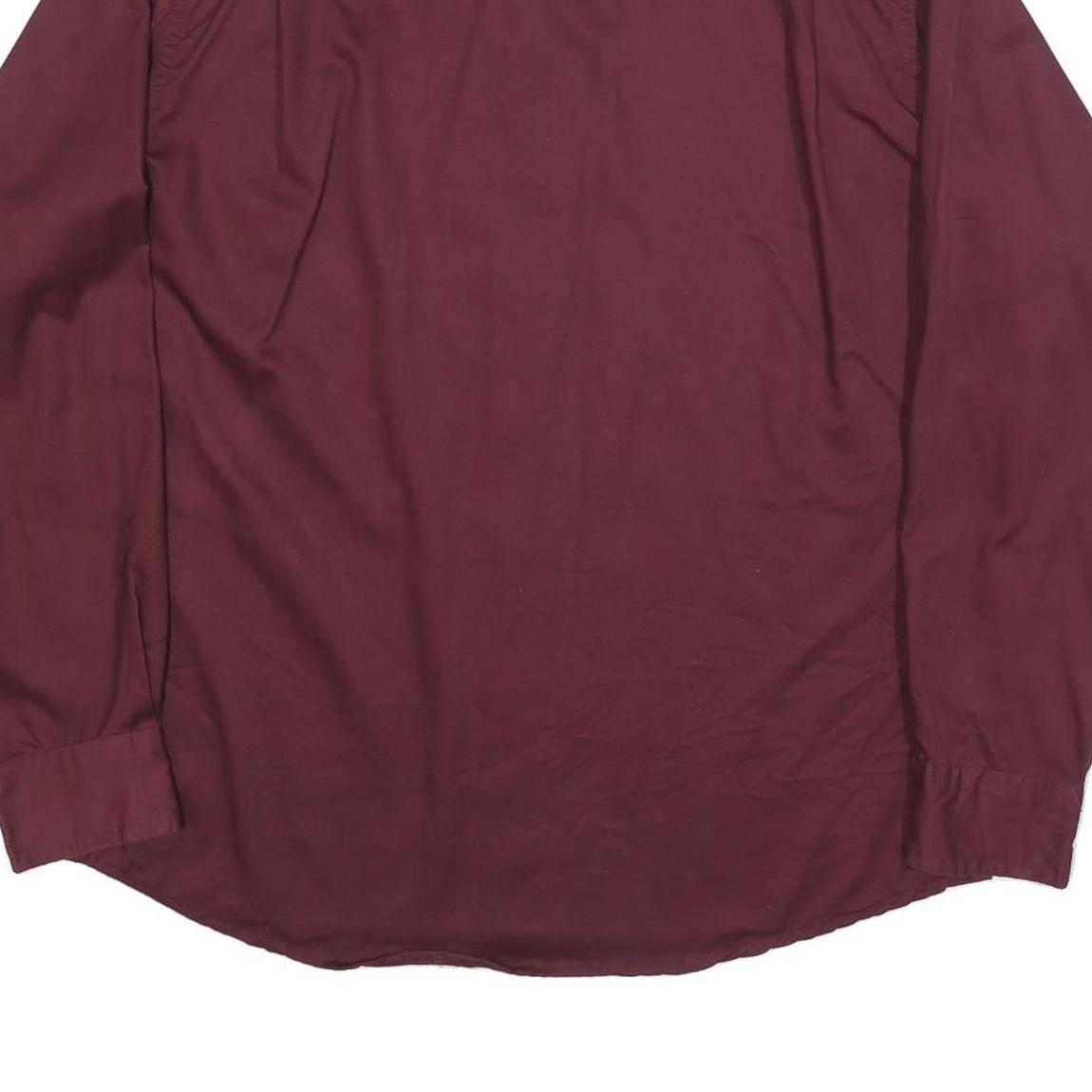 WRANGLER Mens Maroon Plain Shirt L Button Down Casual Long Sleeve