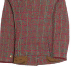 Womens Red Check Blazer Cotton Blend S Classic Fit Button Closure Long Sleeve