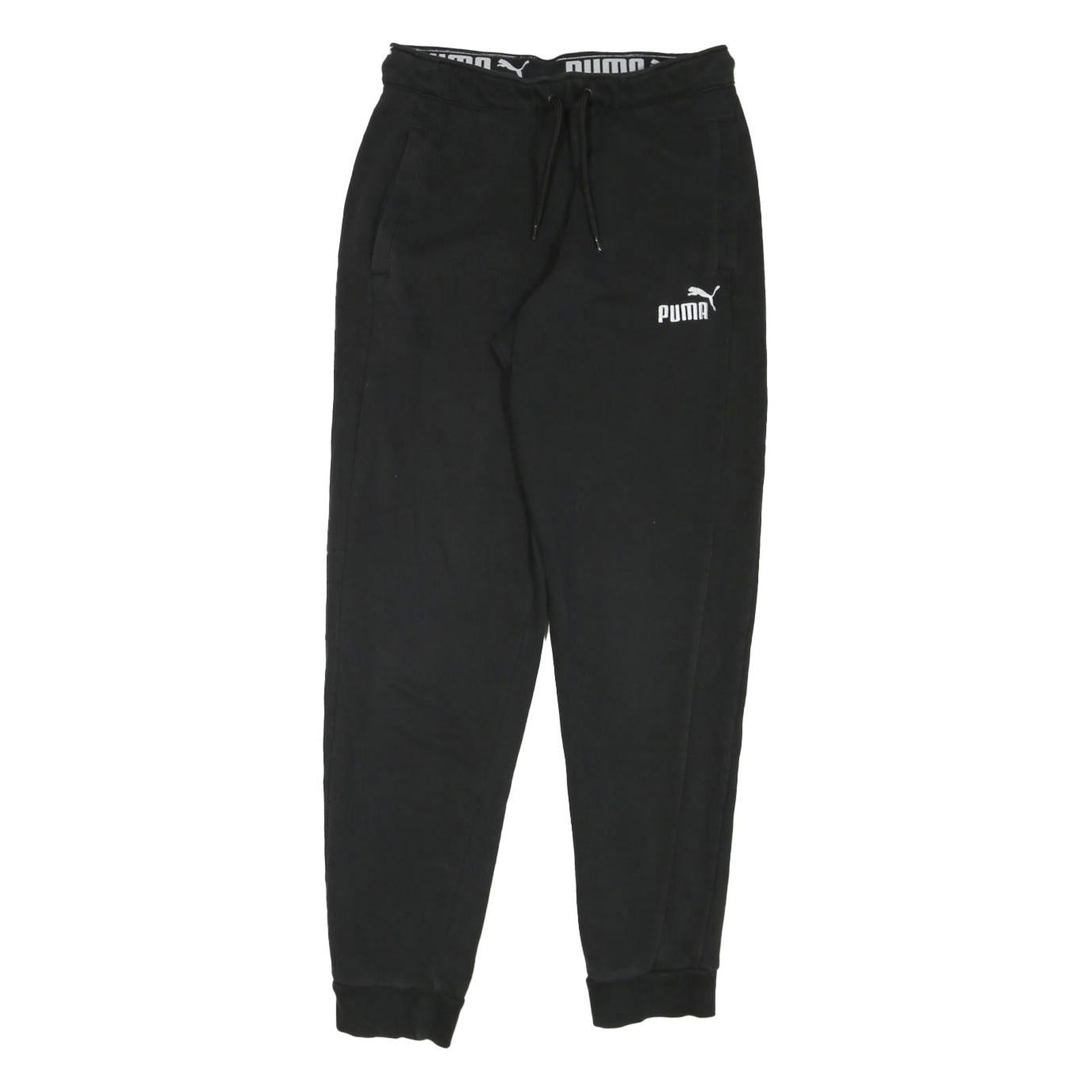 PUMA Mens Joggers Black S W28 L29 Slim Tapered Cotton Blend Logo