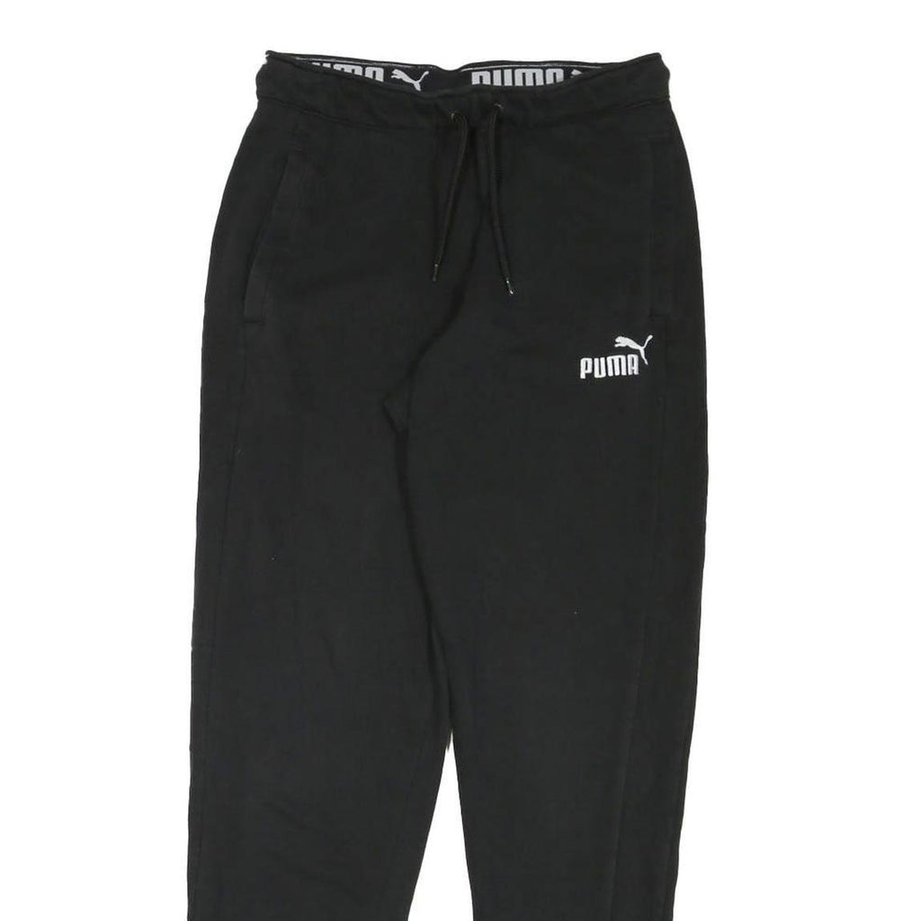 PUMA Mens Joggers Black S W28 L29 Slim Tapered Cotton Blend Logo