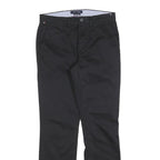 TOMMY HILFIGER Mens Cotton Blend Black Slim Straight Trousers W28 L30 Zip