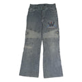 MING BOBAN Mens Regular Fit Blue Denim Jeans W28 L28 Unique Patchwork Style