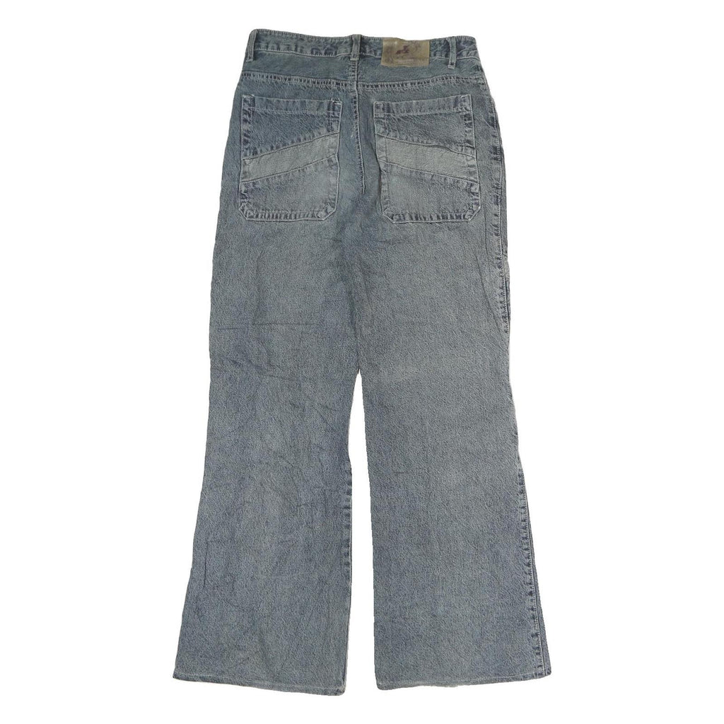MING BOBAN Mens Regular Fit Blue Denim Jeans W28 L28 Unique Patchwork Style