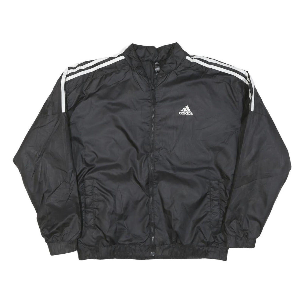 ADIDAS Womens Black Jacket M Polyester Blend Zip Plain Casual Sportswear