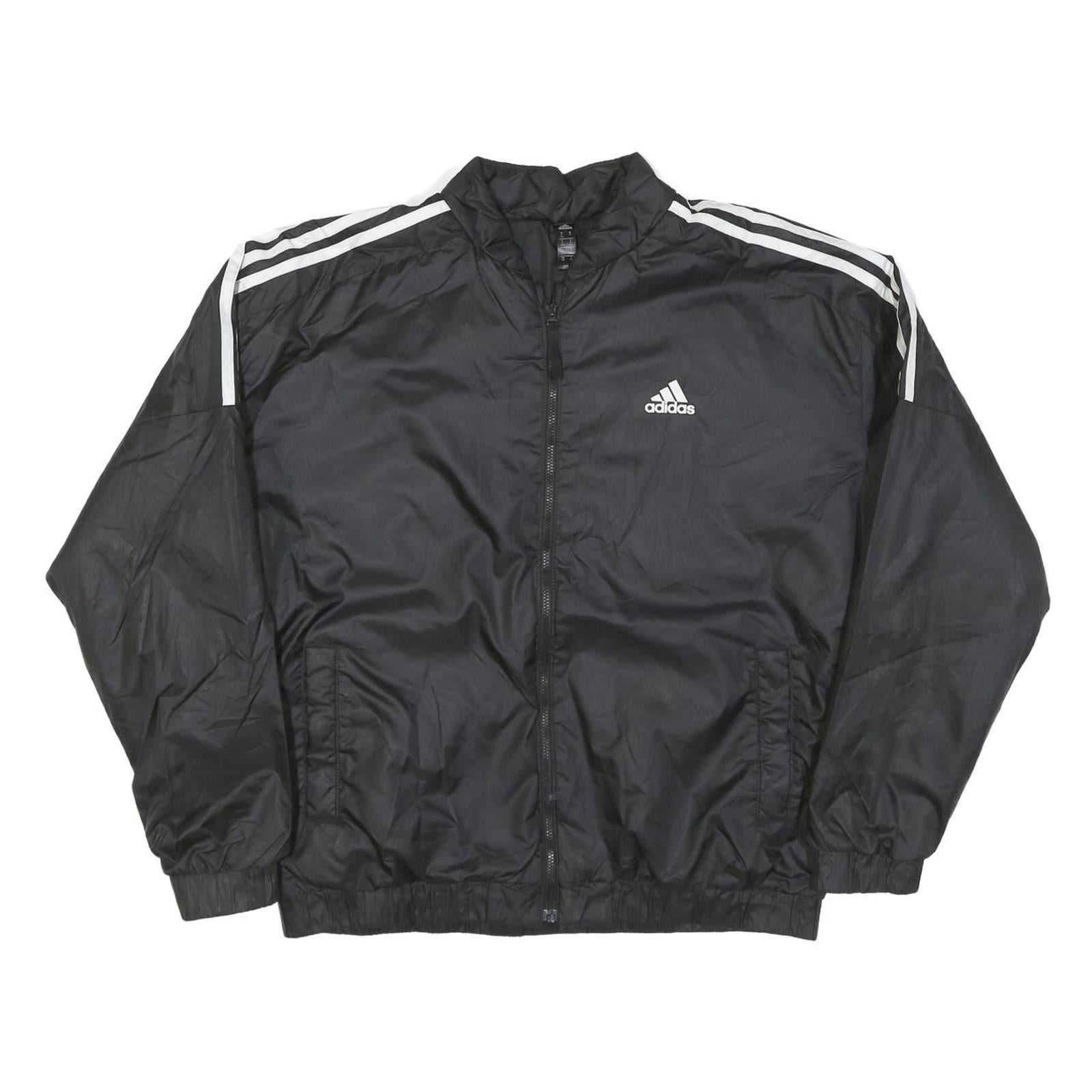 ADIDAS Womens Black Jacket M Polyester Blend Zip Plain Casual Sportswear