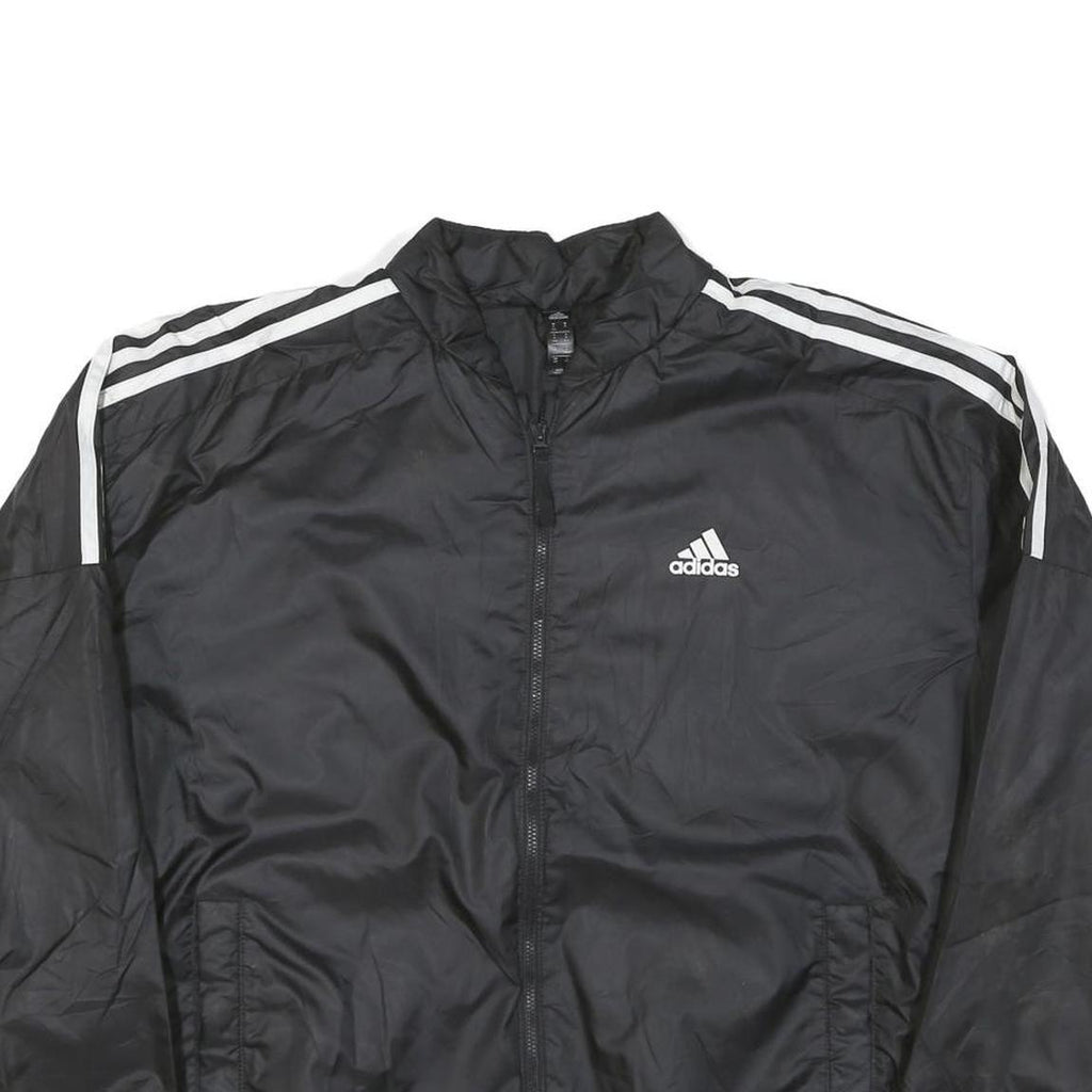 ADIDAS Womens Black Jacket M Polyester Blend Zip Plain Casual Sportswear