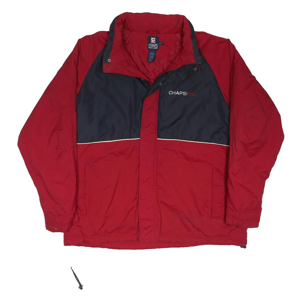 CHAPS RALPH LAUREN Mens Red & Navy Zip Jacket L Polyester Blend Colourblock
