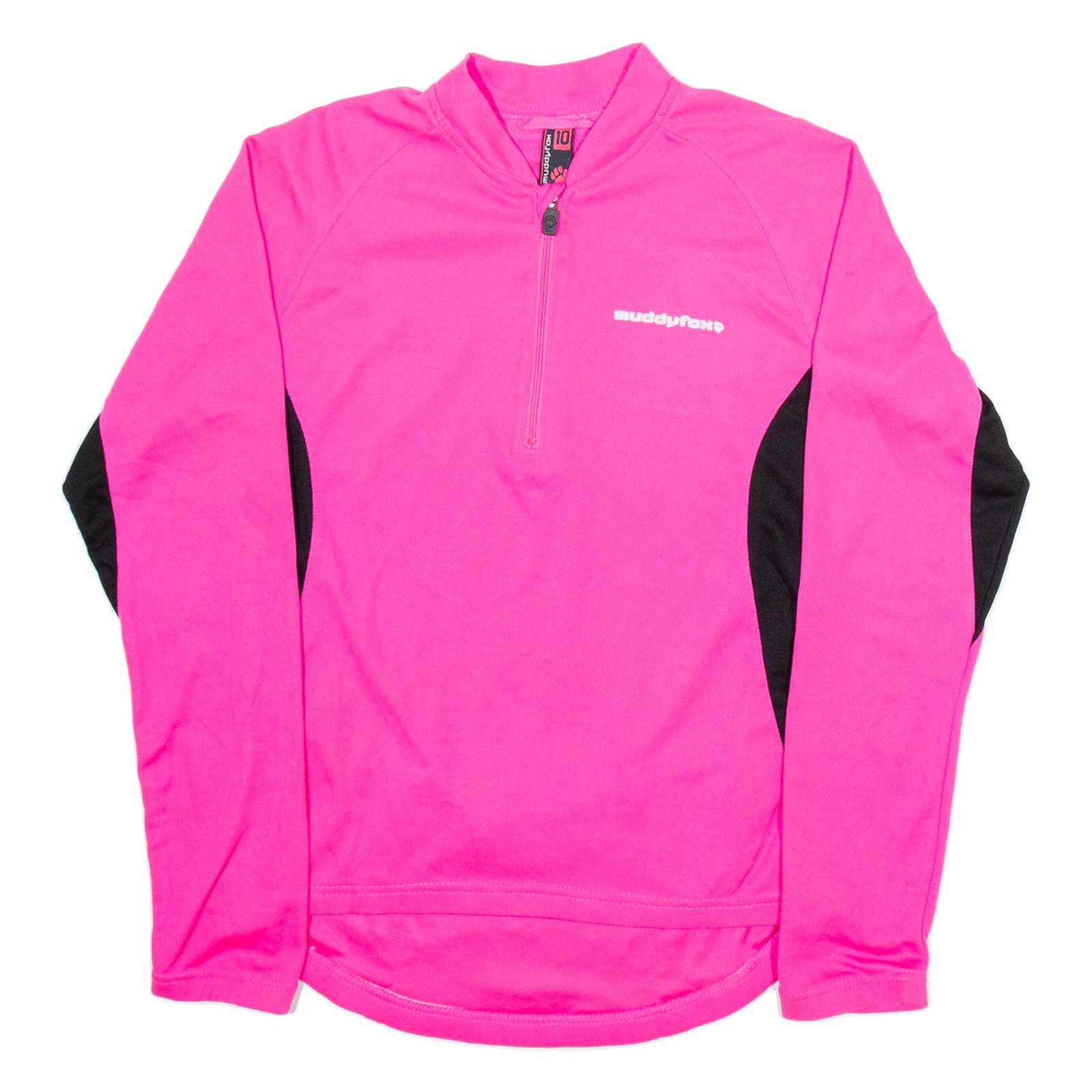 MUDDYFOX Cycling Womens Jersey Pink Long Sleeve 1/2 Zip UK 10