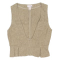 H&M Womens Beige Cotton Blend Sleeveless Jacket S Textured Fabric Lightweight