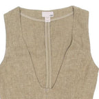 H&M Womens Beige Cotton Blend Sleeveless Jacket S Textured Fabric Lightweight