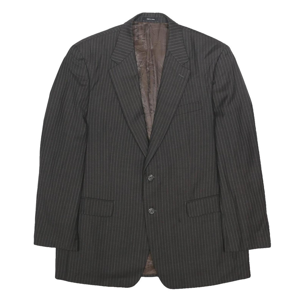 LAUREN RALPH LAUREN Mens Black Pinstripe Wool Jacket L Button Formal Tailored