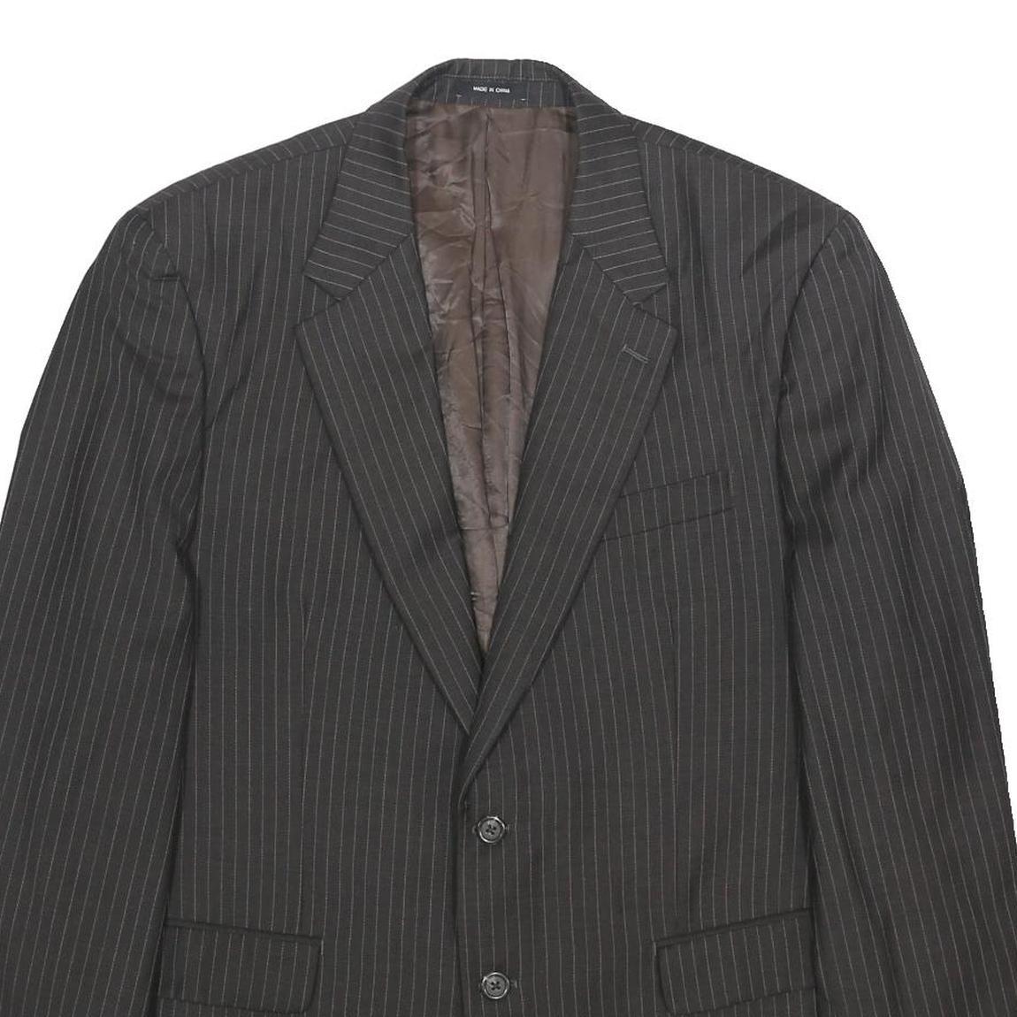 LAUREN RALPH LAUREN Mens Black Pinstripe Wool Jacket L Button Formal Tailored